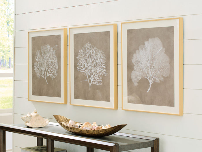 Hendridge - Wall Art Set (Set of 3) - Taupe / White - view 2