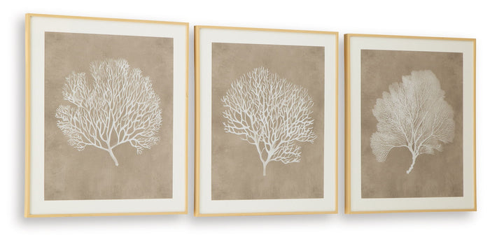 Hendridge - Wall Art Set (Set of 3) - Taupe / White - view 4