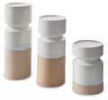 Hurston - Ivory / Brown - Candle Holder Set (Set of 3) by Signature Design by Ashley® | Bel Furniture