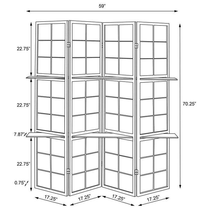 Iggy - 4-Panel Room Divider Folding Shoji Screen - Cappuccino