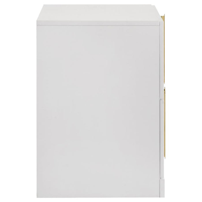 Ines - 2-Drawer Nightstand Bedside Table - White High Gloss