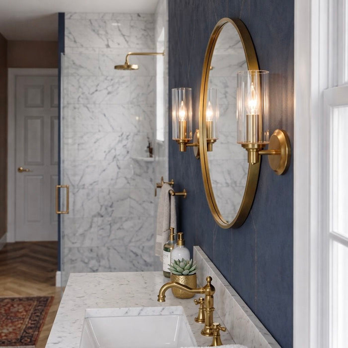 Jardin Single Light Wall Sconce With Clear Ribbed Satin Clear and Gold