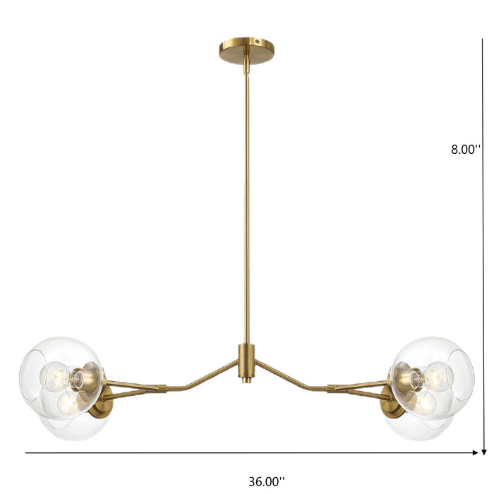 Jewel - 4 Lights Chandelier Ceiling Hanging Light Fixture - Clear / Gold - view 2