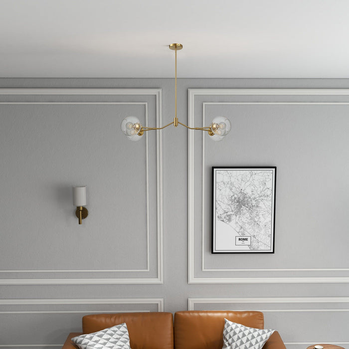 Jewel - 4 Lights Chandelier Ceiling Hanging Light Fixture - Clear / Gold - view 3
