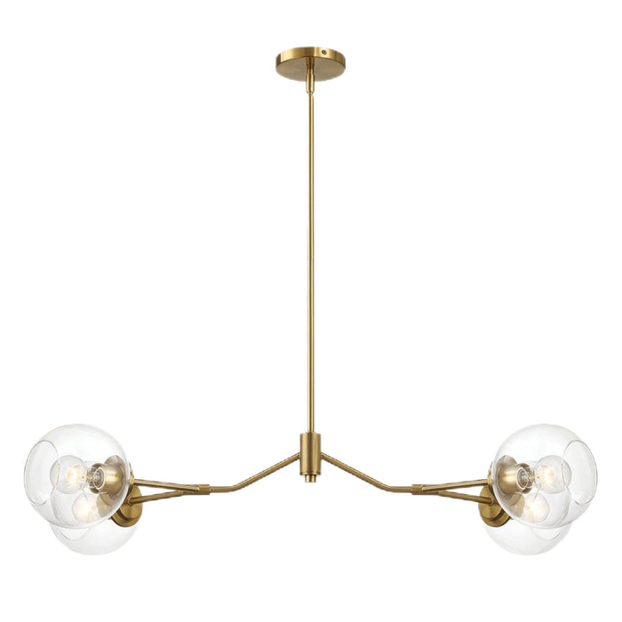 Jewel - 4 Lights Chandelier Ceiling Hanging Light Fixture - Clear / Gold - view 6