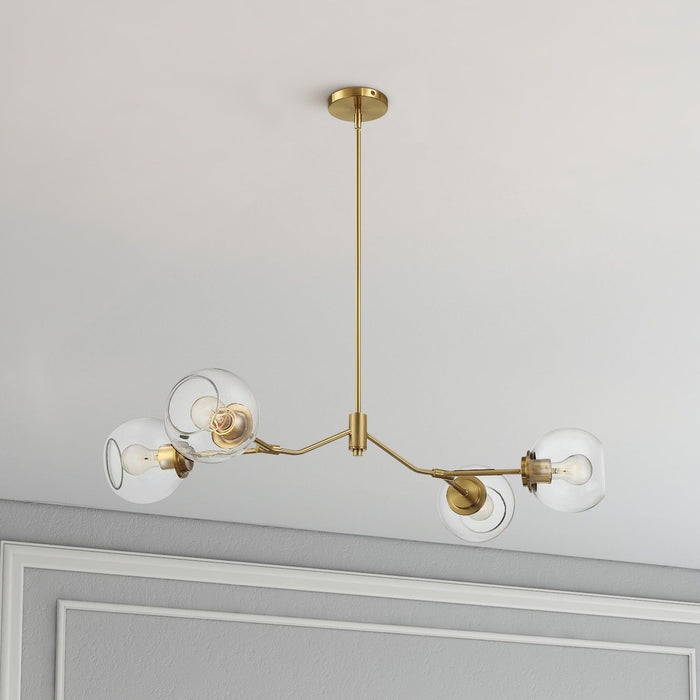 Jewel - 4 Lights Chandelier Ceiling Hanging Light Fixture - Clear / Gold - view 7