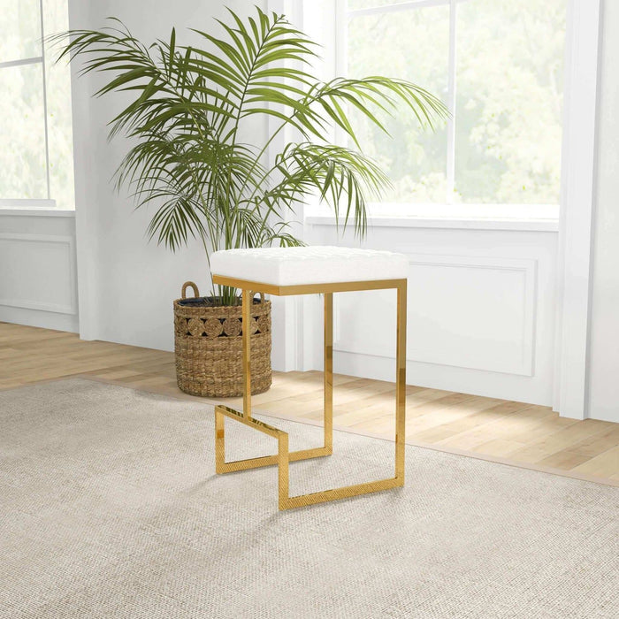Joel - Mid Century Modern Luxury Upholstered Stool - view 3