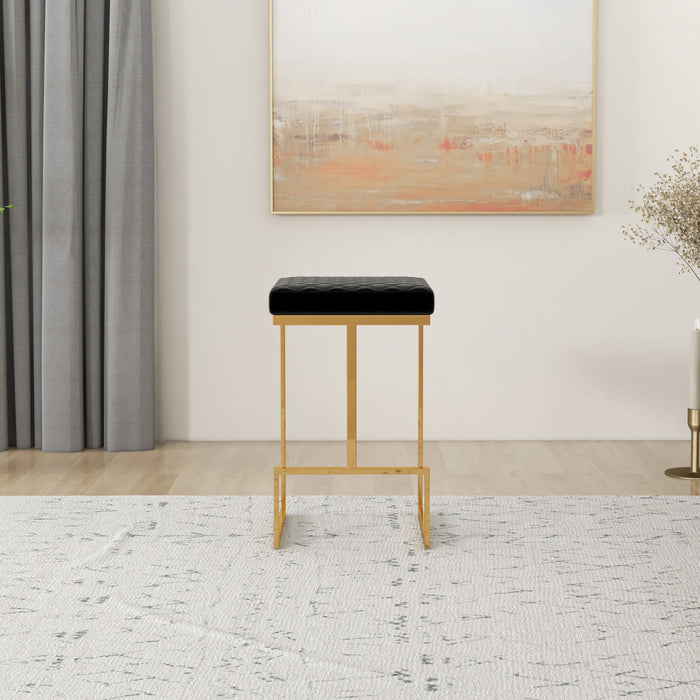 Joel - Upholstered Stool - Black / Gold - view 2