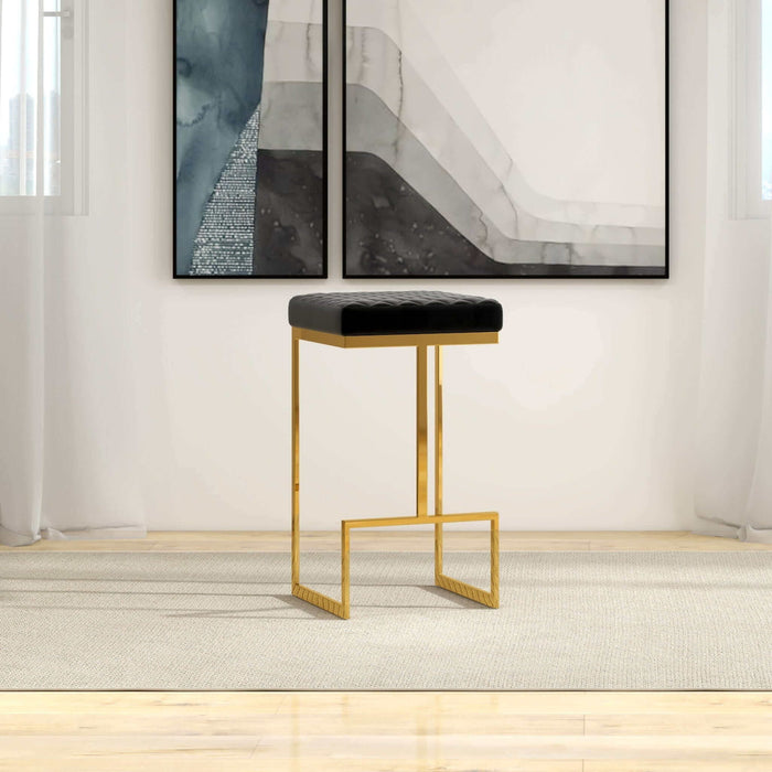 Joel - Upholstered Stool - Black / Gold - view 3