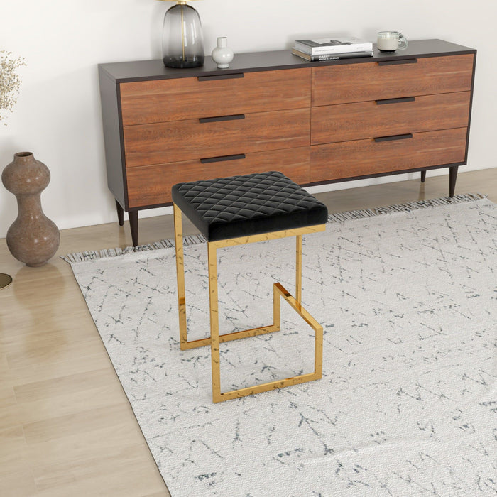 Joel - Upholstered Stool - Black / Gold - view 5