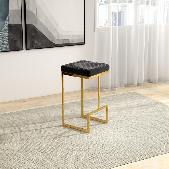 Joel - Upholstered Stool - Black / Gold - view 7