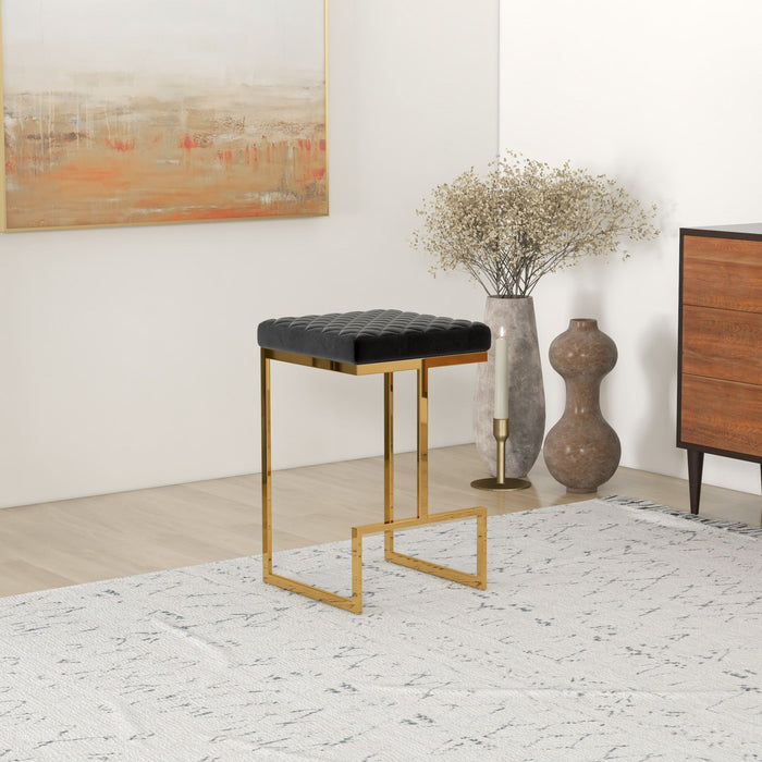 Joel - Upholstered Stool - Black / Gold - view 8