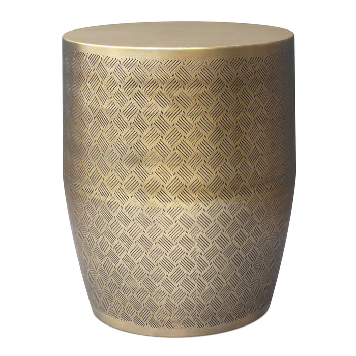 Johnsen Cross Hatch Pattern Accent Table Antique Gold