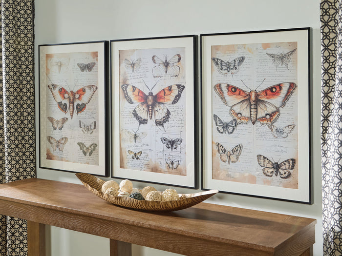 Jossletts - Wall Art Set (Set of 3) - Orange / Black / Ivory - view 2