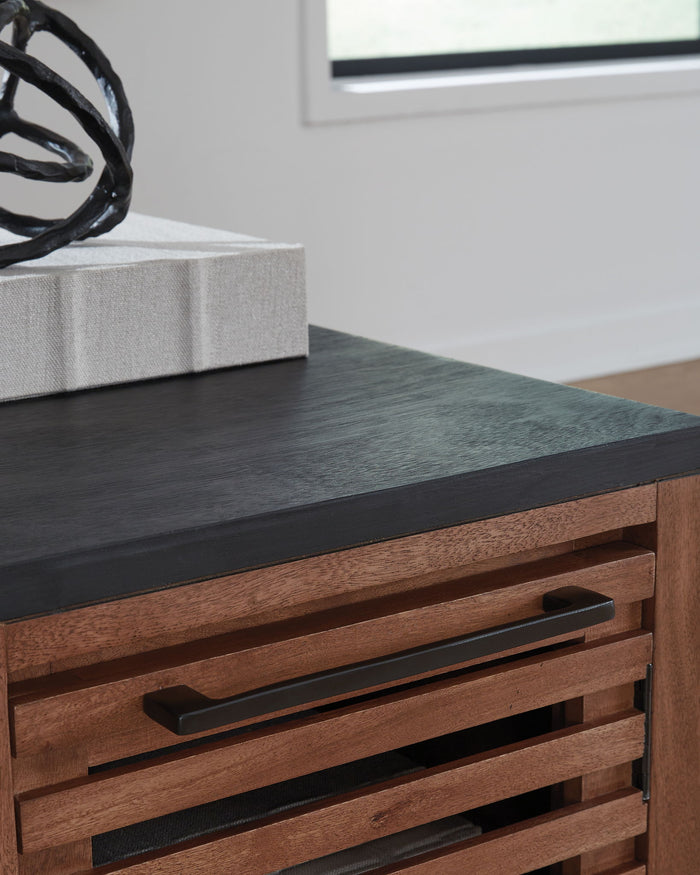 Kallari - Chair Side End Table - Warm Brown / Black - view 2