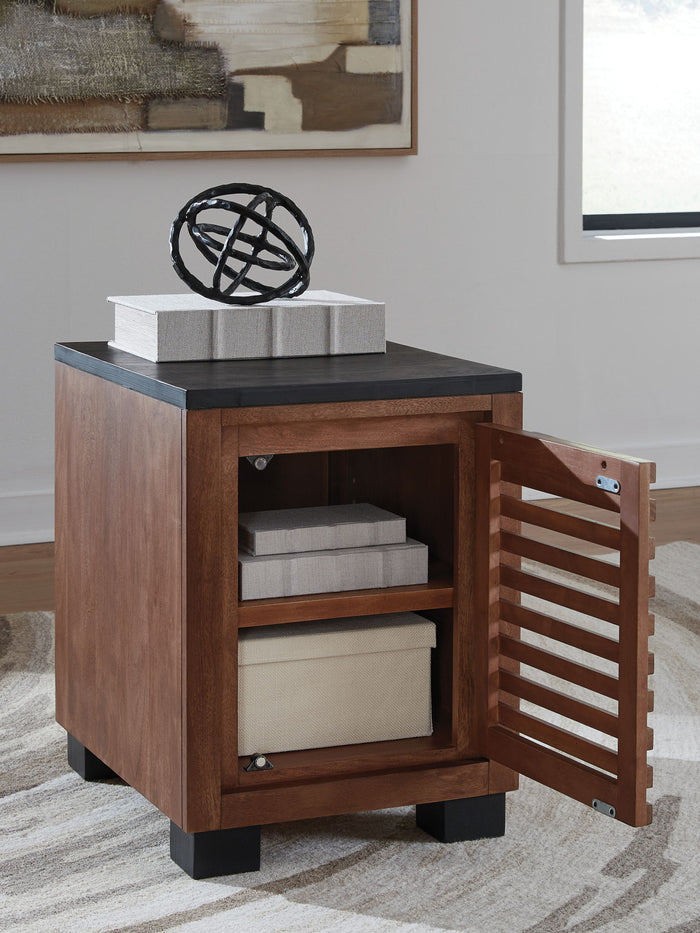 Kallari - Chair Side End Table - Warm Brown / Black - view 8