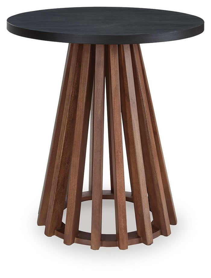 Kallari - Round End Table - Warm Brown / Black - view 3