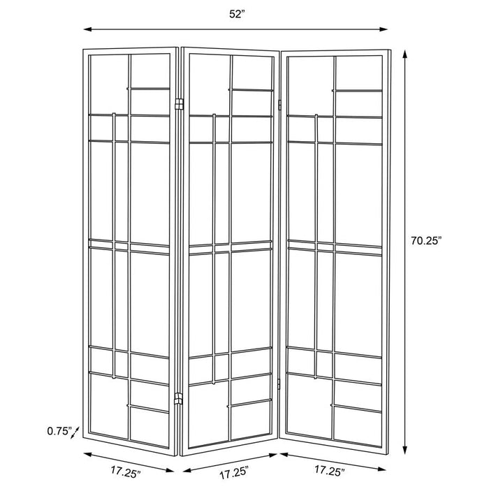 Katerina - 3-Panel Room Divider Folding Shoji Screen - Cherry