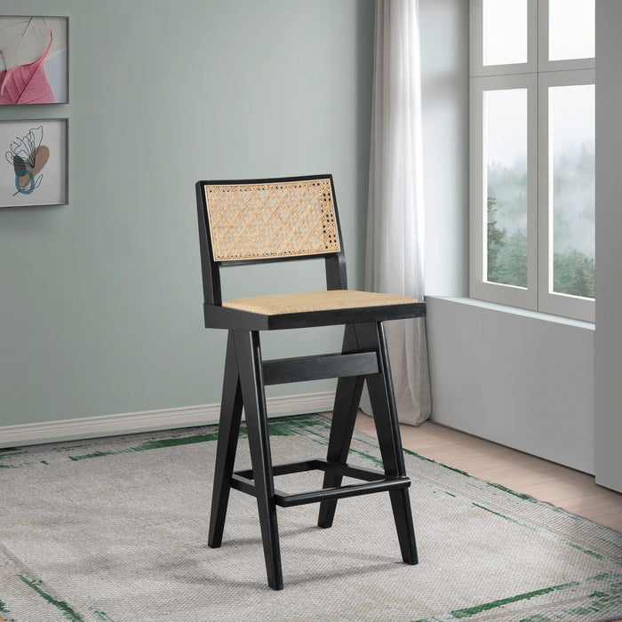 Keira - Bar Stool (Set of 2) - Black / Rattan - view 7