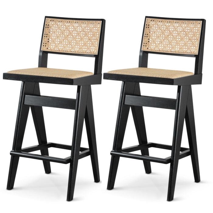 Keira - Bar Stool (Set of 2) - Black / Rattan - view 8