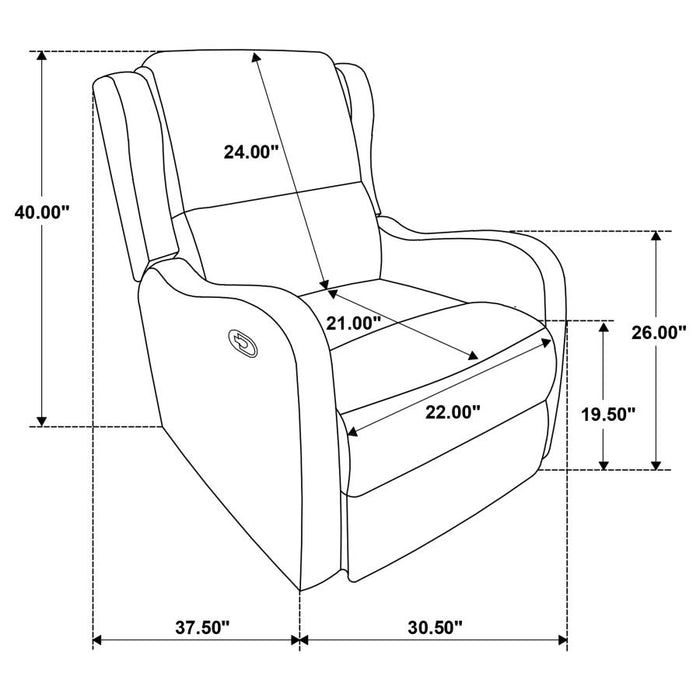 Kelsey - Upholstered English Arm Recliner Chair - Ivory