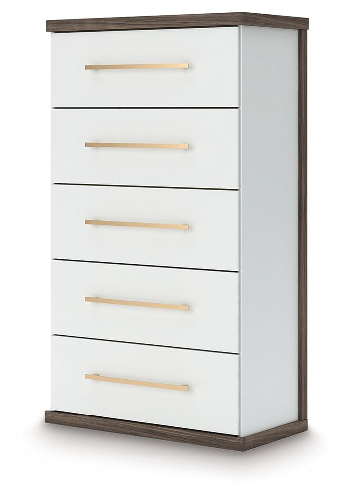 Kendanport - Five Drawer Chest - Brown / White - view 2