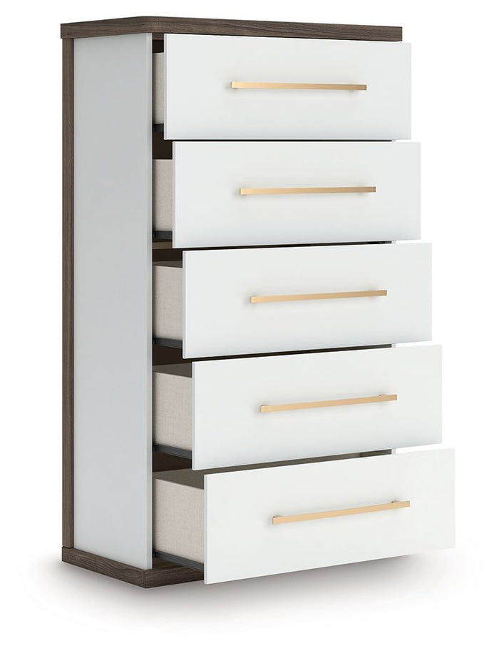 Kendanport - Five Drawer Chest - Brown / White - view 5