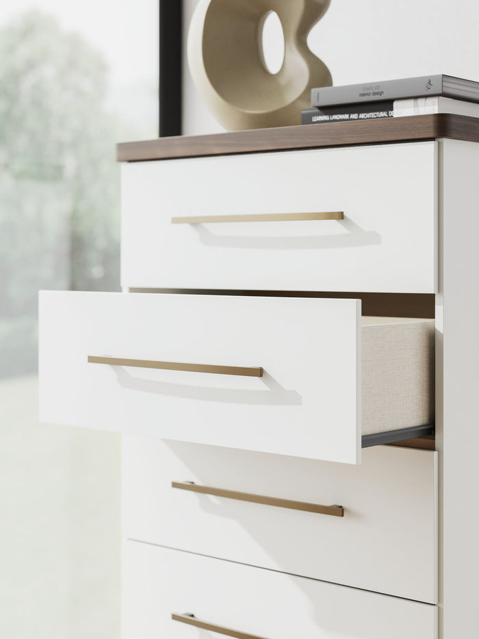 Kendanport - Five Drawer Chest - Brown / White - view 6