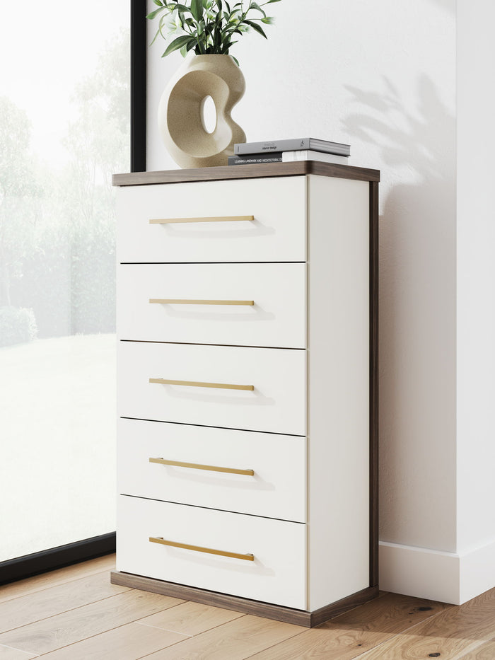 Kendanport - Five Drawer Chest - Brown / White - view 7