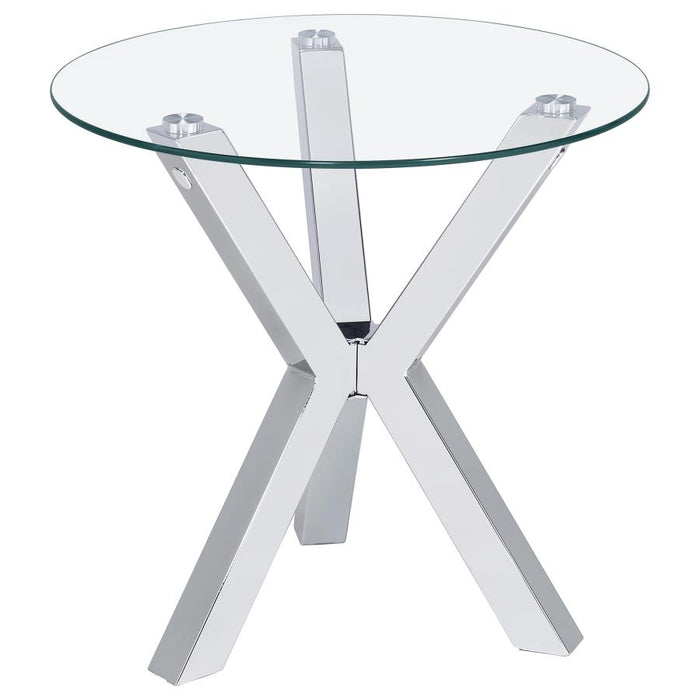 Kenzie Round Tempered Glass Top Table