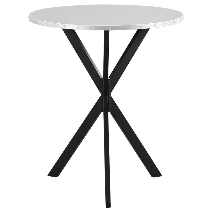 Kenzo Round Galvanized Steel Bistro Bar Table Silver