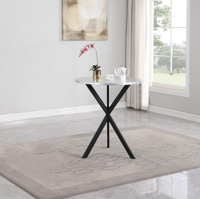 Kenzo - Round Galvanized Steel Bistro Bar Table - Silver