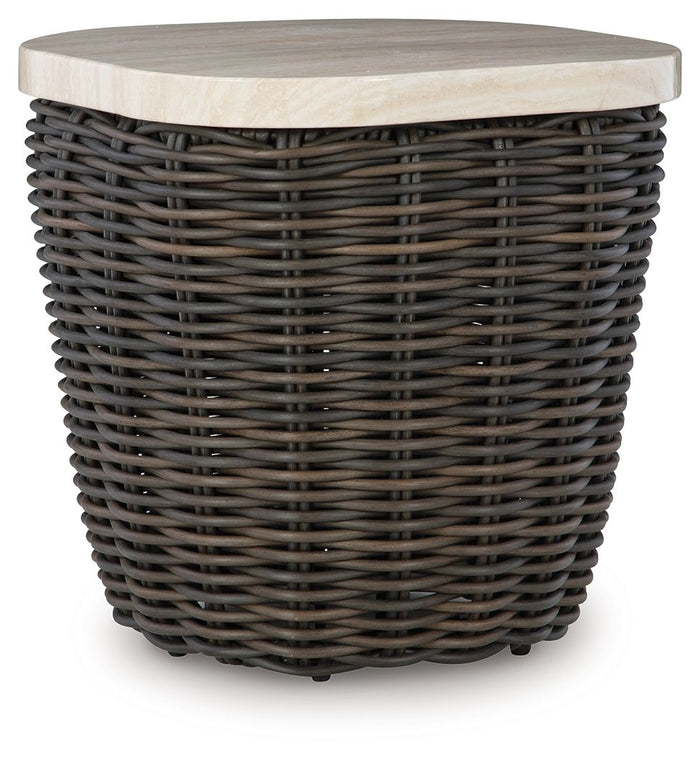 Kimora - Beige / Dark Brown - Square End Table by Signature Design by Ashley® | Bel Furniture