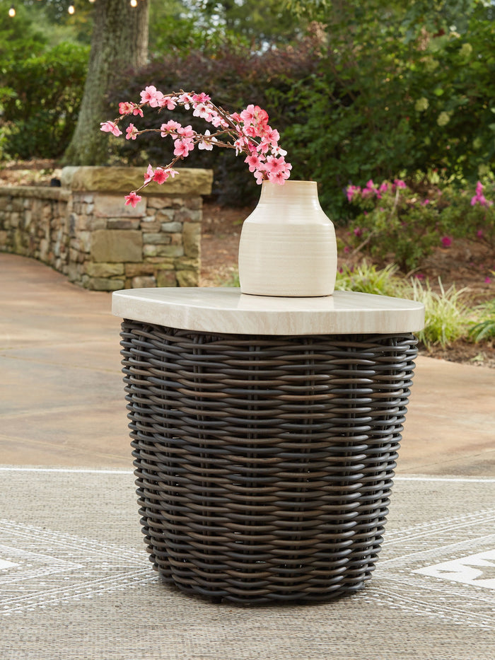 Kimora - Beige / Dark Brown - Square End Table by Signature Design by Ashley® | Bel Furniture