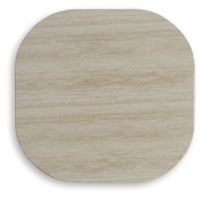 Kimora - Beige / Dark Brown - Square End Table by Signature Design by Ashley® | Bel Furniture