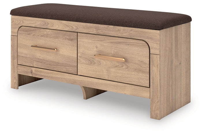 Kinlanni - Bedroom Upholstered Storage Bench - Tan / Brown - view 2
