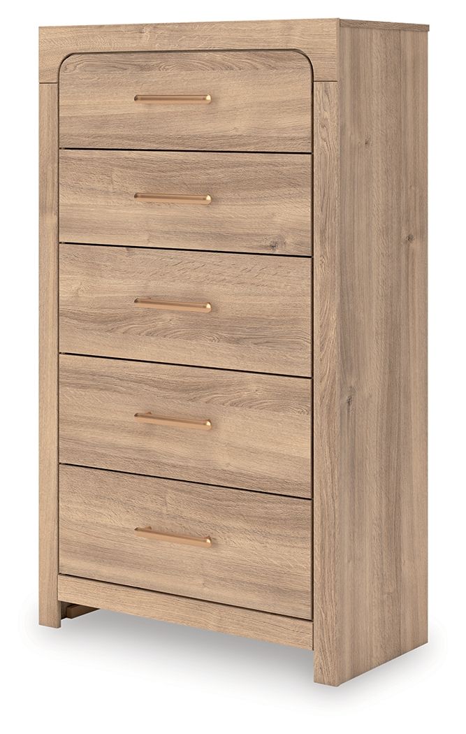 Kinlanni - Five Drawer Chest - Tan - view 4