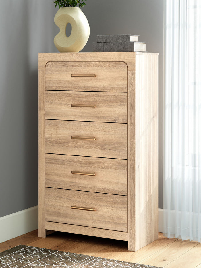 Kinlanni - Five Drawer Chest - Tan - view 8