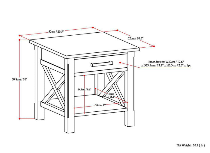 Kitchener - End Table - Medium Saddle Brown by Simpli-Home | Bel Furniture