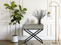 Koda - Wooden End Side Table Nightstand With Glass Top, Drawer And Metal Cross Base by Lilola Home | Bel Furniture