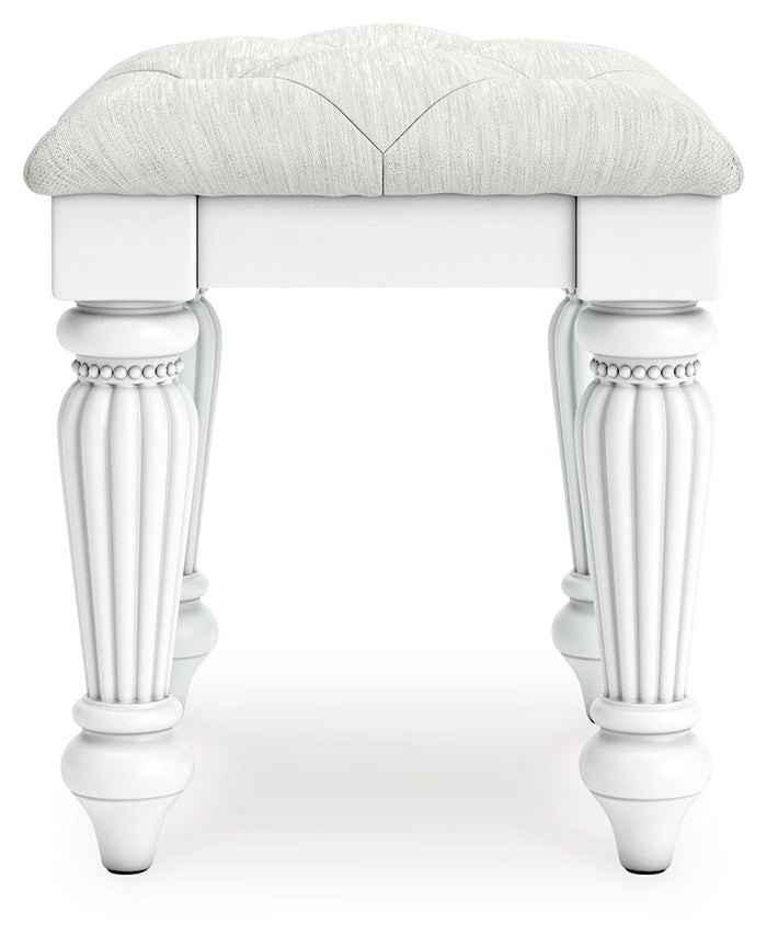 Kozlani - Vanity Upholstered Stool - White - view 3