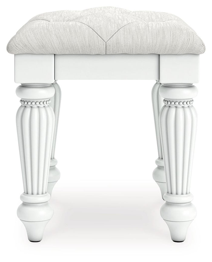 Kozlani - Vanity Upholstered Stool - White - view 5