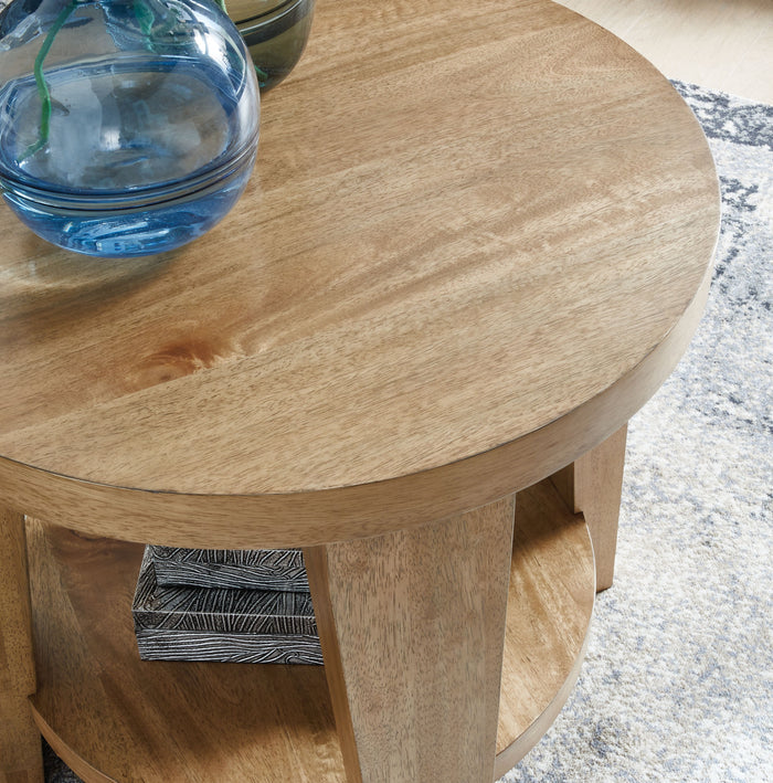 Kristiland - Light Brown - Round End Table by Signature Design by Ashley® | Bel Furniture