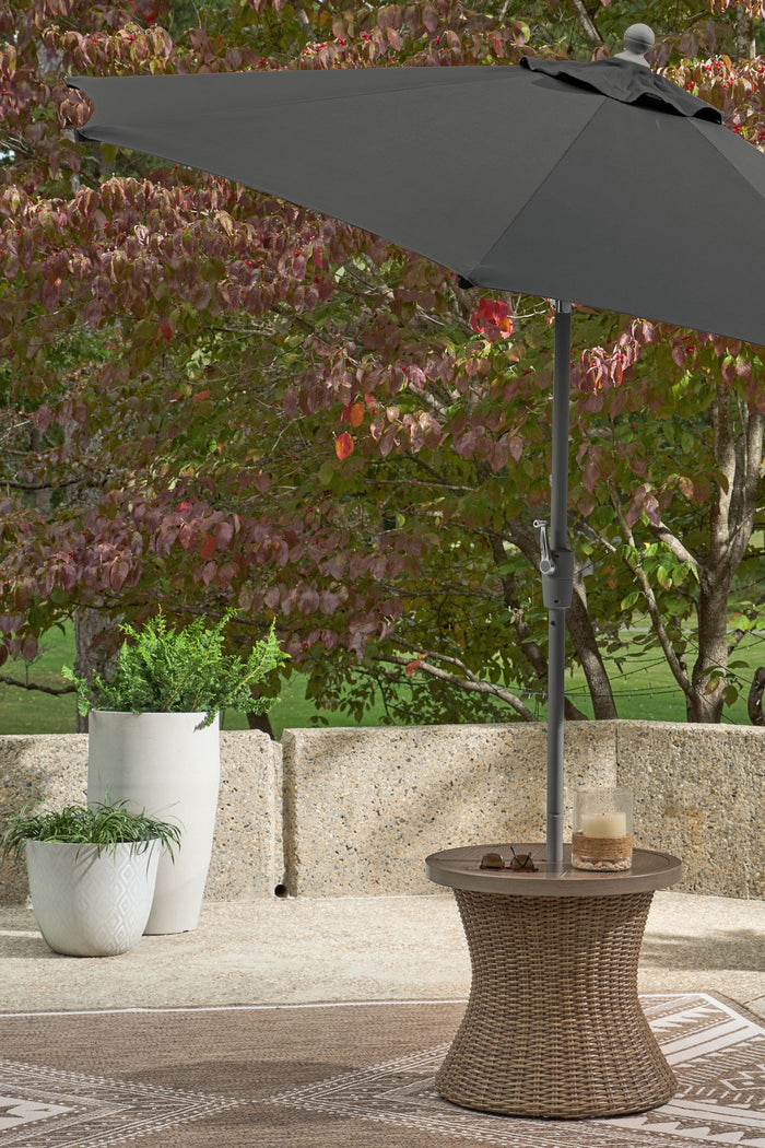 Laguna Heights - Round End Table With Umbrella Option - Beige - view 5