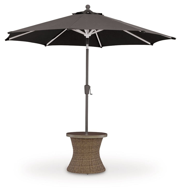 Laguna Heights - Round End Table With Umbrella Option - Beige - view 7