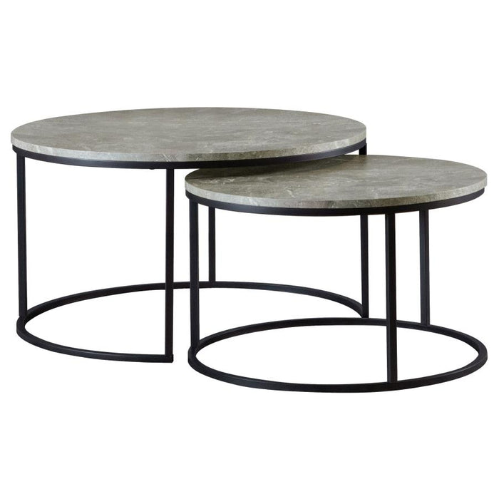 Lainey 2-piece Round Faux Marble Nesting Coffee Table