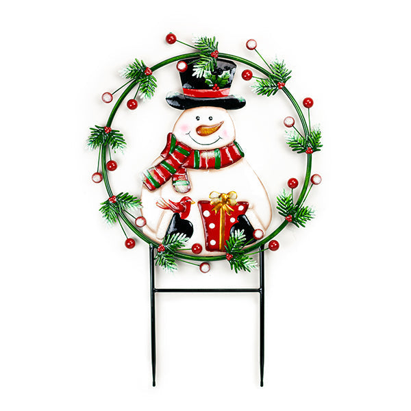 Land & Sea Metal Snowman Stake
