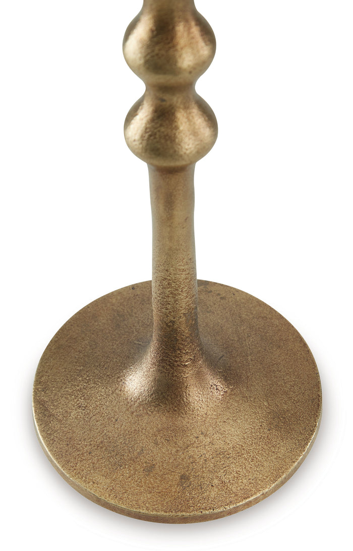 Larwick - Antique Brass Finish - Candle Holder Set (Set of 2) by Signature Design by Ashley® | Bel Furniture