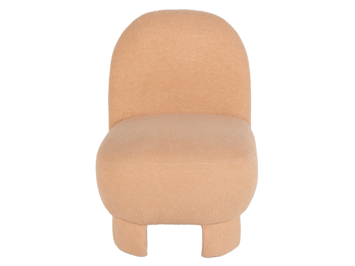 Light Brown Bouclé Modern Armless Accent Chair with Curved Back & Plush Seat - view 2