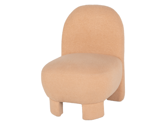 Light Brown Bouclé Modern Armless Accent Chair with Curved Back & Plush Seat - view 3